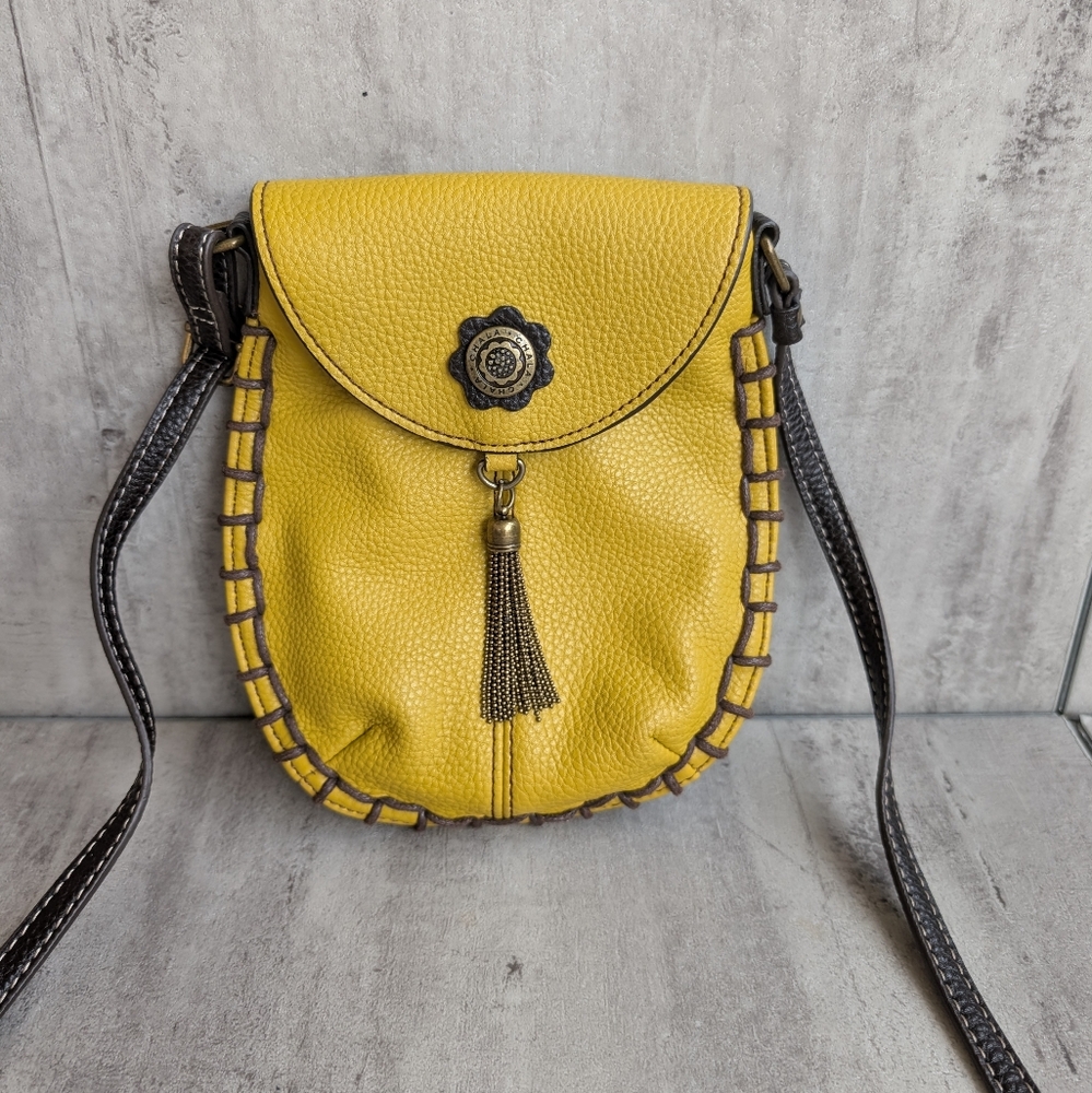 Chala Charming Yellow Tassel Mini Small Crossbody Phone Bag Purse Vegan Leather